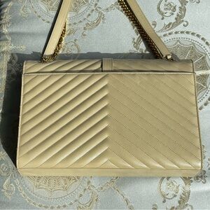 Grain De Poudre Matelasse Chevron Large Monogram Satchel Nude Powder